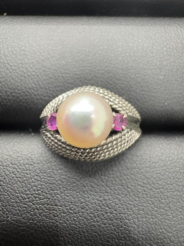 G リング K14WG　パール石付2.5g