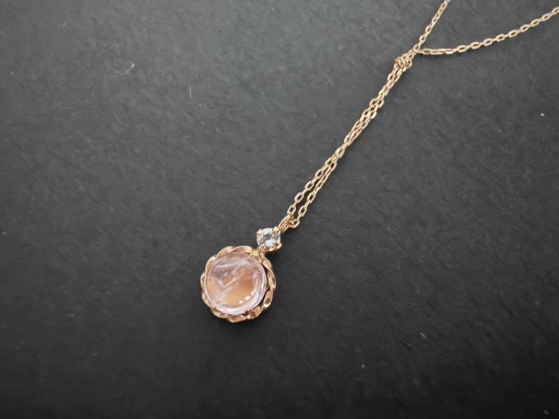 G ネックレス K10 0.4g 石付き