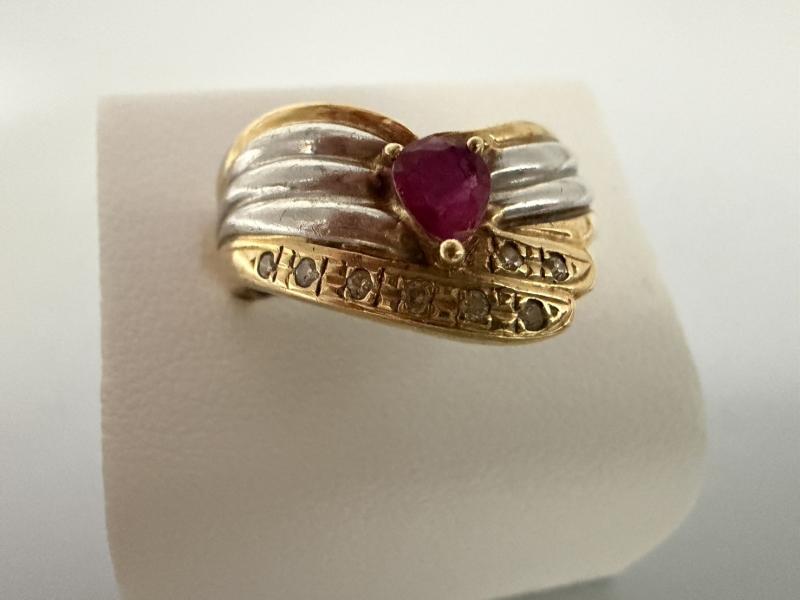 G リング K18 Pt900 4g 石付き