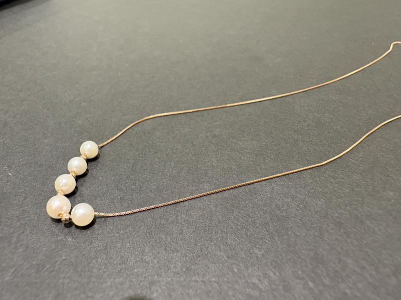 G ネックレス K18 0.5g パール付き