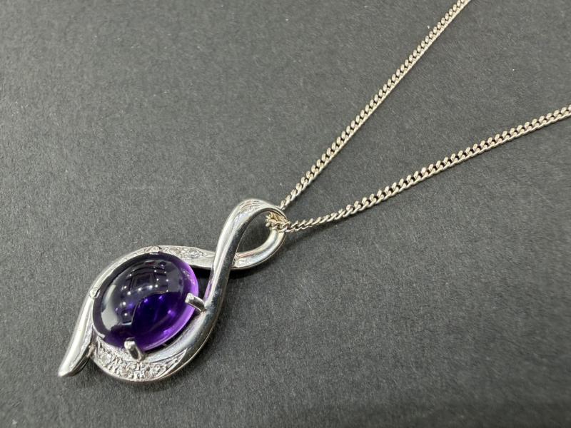 G ネックレス K18WG 4.7g 石付き